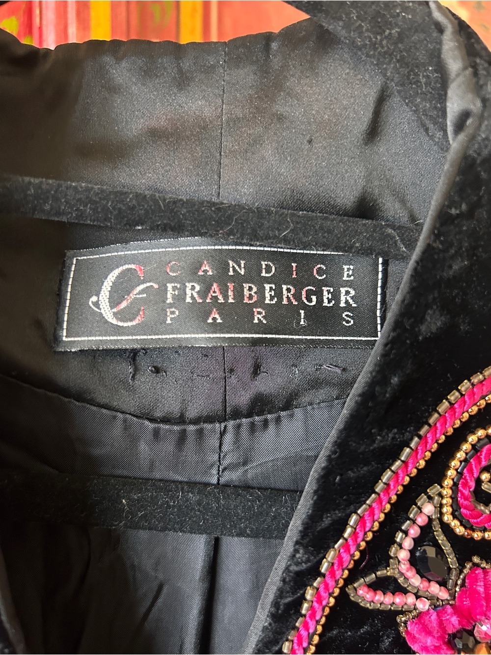 Embellished Black Velvet Bolero Jacket with Pink Beadwork - Picture 2 of 8